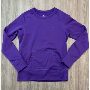 Nike Therma-FIT Purple Crewneck Sweatshirt Womens Medium Thumbholes Pullover
